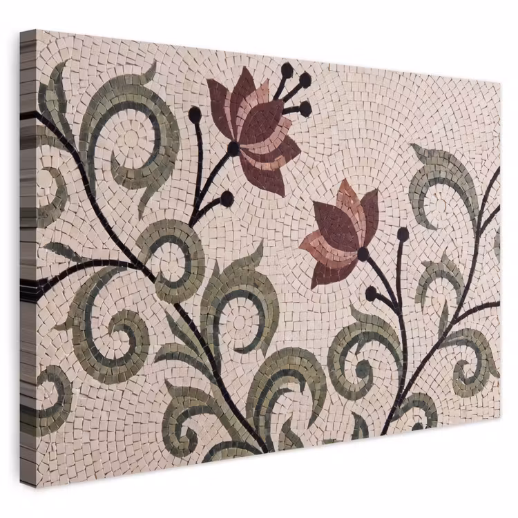 Buiten canvas - Bloemen - Mozaïek - Patroon - Abstract - Groen — 1