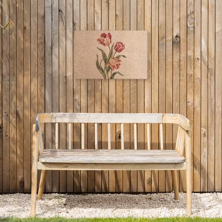 Buiten canvas - Bloemen - Mozaïek - Rood - Groen - Kunst — 3