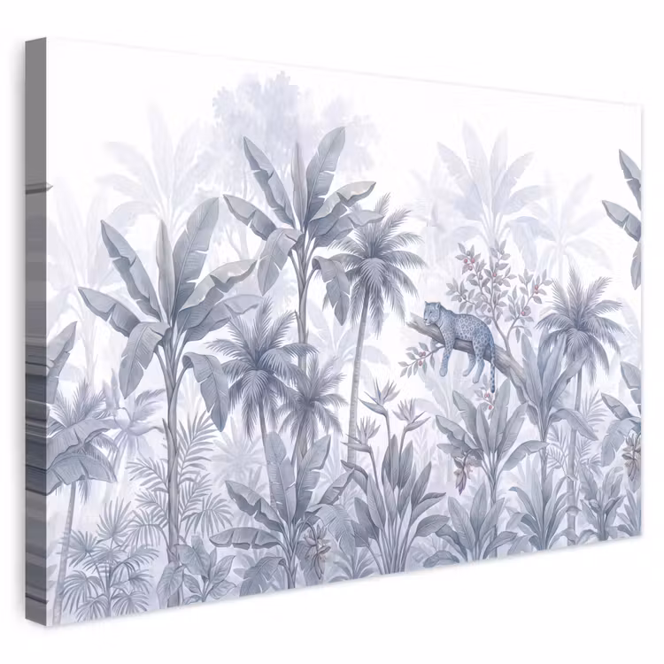 Buiten canvas - Kat - Tropisch bos - Modern - Grijs — 1
