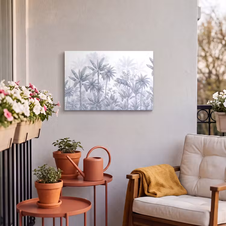 Buiten canvas - Kat - Tropisch bos - Modern - Grijs — 4