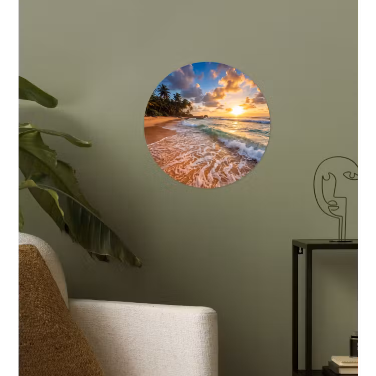Behangcirkel - Strand - Zonsondergang - Golven - Natuur - Goud — 3