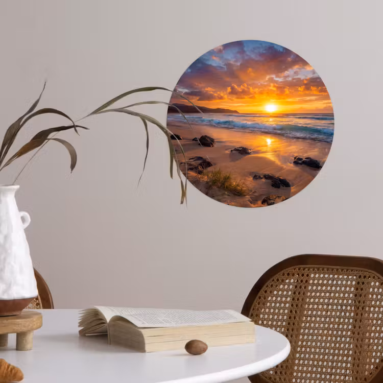 Behangcirkel - Strand - Zonsondergang - Golven - Natuur - Oranje — 4
