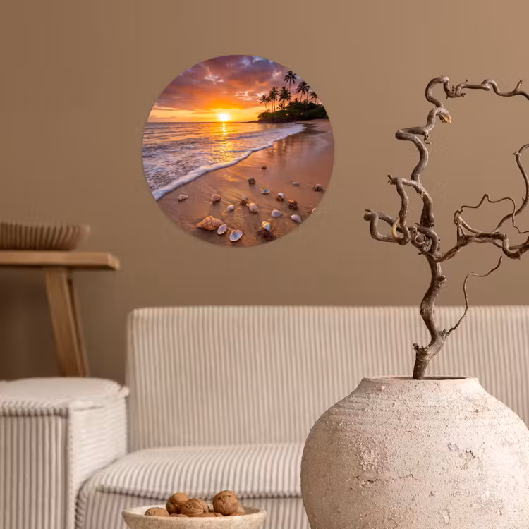 Behangcirkel - Strand - Zonsondergang - Palmbomen - Natuur - Oranje — 2