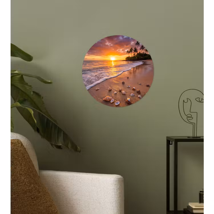 Behangcirkel - Strand - Zonsondergang - Palmbomen - Natuur - Oranje — 3