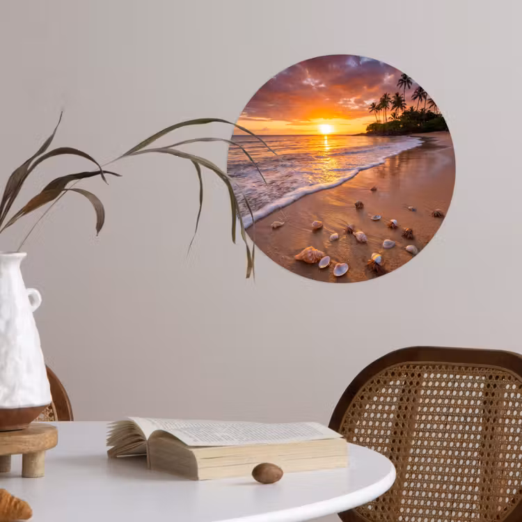 Behangcirkel - Strand - Zonsondergang - Palmbomen - Natuur - Oranje — 4