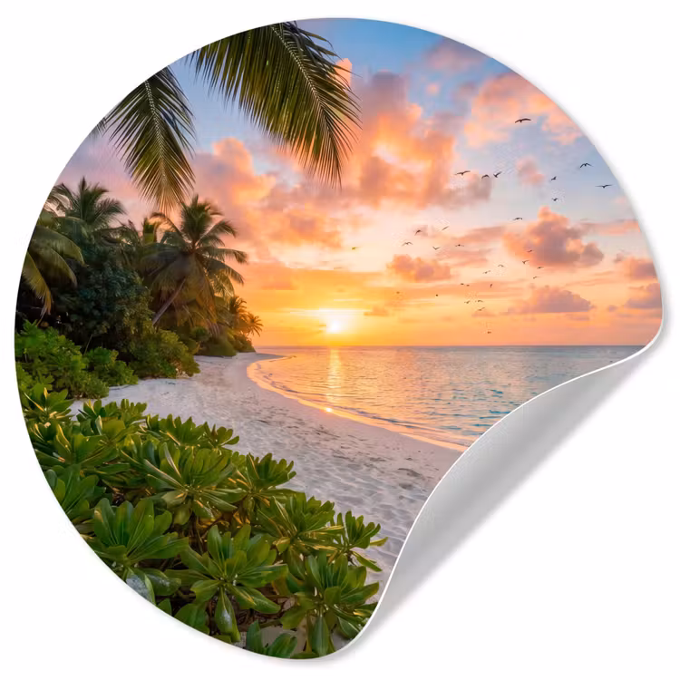 Behangcirkel - Strand - Zonsondergang - Palmbomen - Tropisch - Natuur — 1