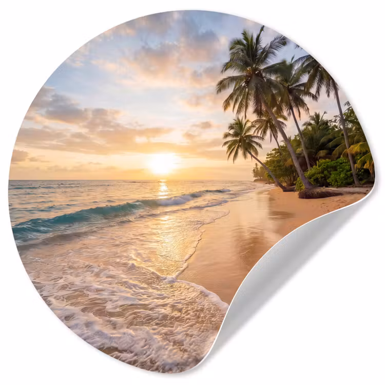 Behangcirkel - Strand - Zonsondergang - Tropisch - Natuur - Goud — 1