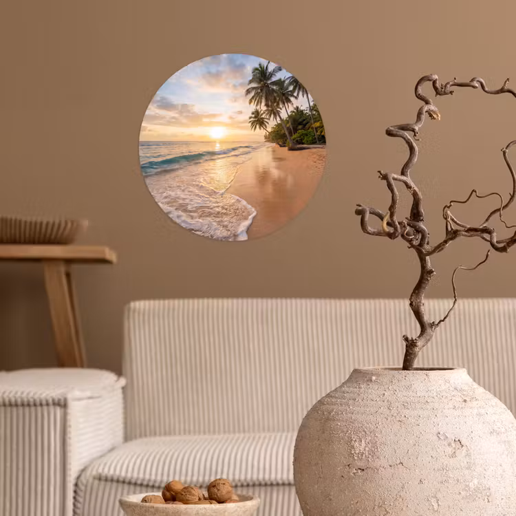 Behangcirkel - Strand - Zonsondergang - Tropisch - Natuur - Goud — 2