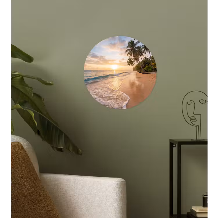 Behangcirkel - Strand - Zonsondergang - Tropisch - Natuur - Goud — 3