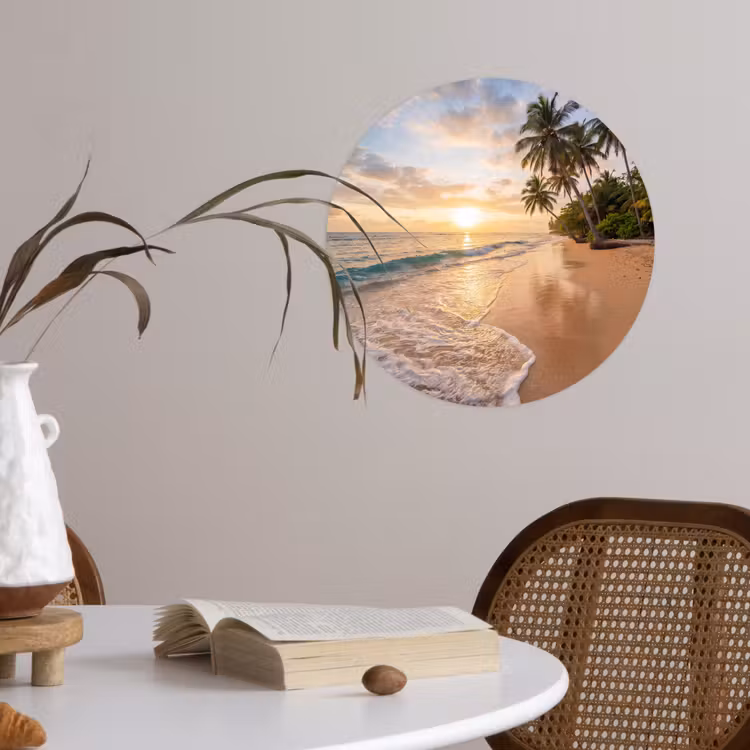 Behangcirkel - Strand - Zonsondergang - Tropisch - Natuur - Goud — 4