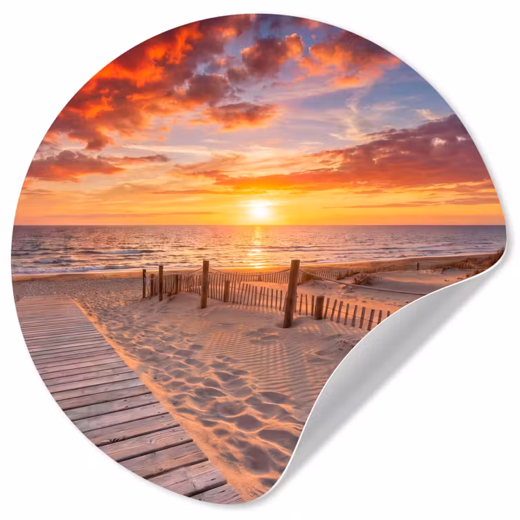 Behangcirkel - Strand - Zonsondergang - Zee - Natuur - Oranje — 1