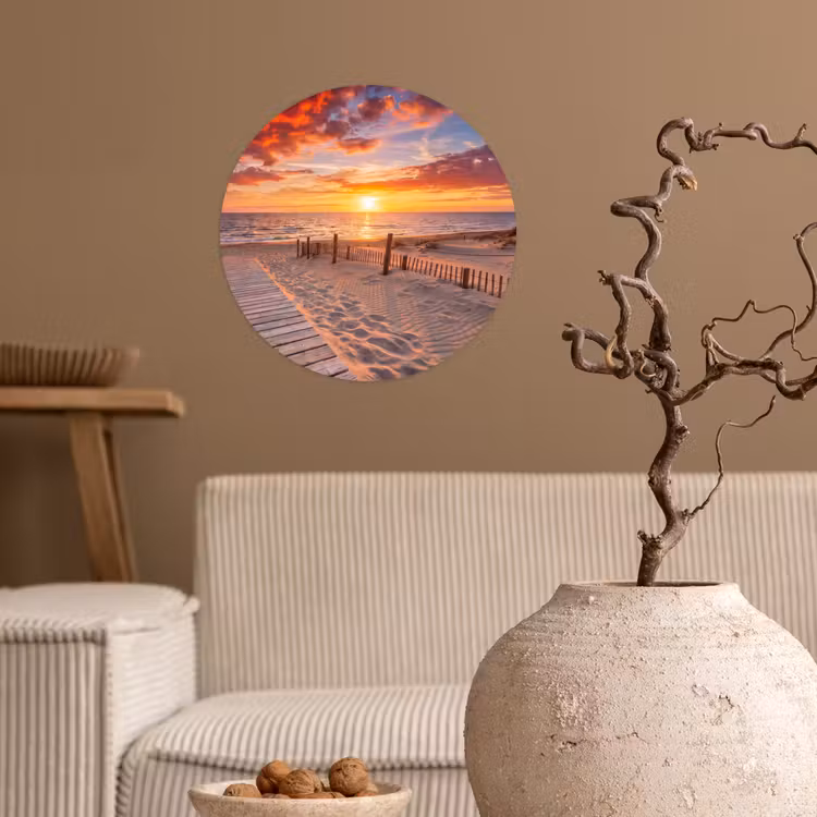 Behangcirkel - Strand - Zonsondergang - Zee - Natuur - Oranje — 2