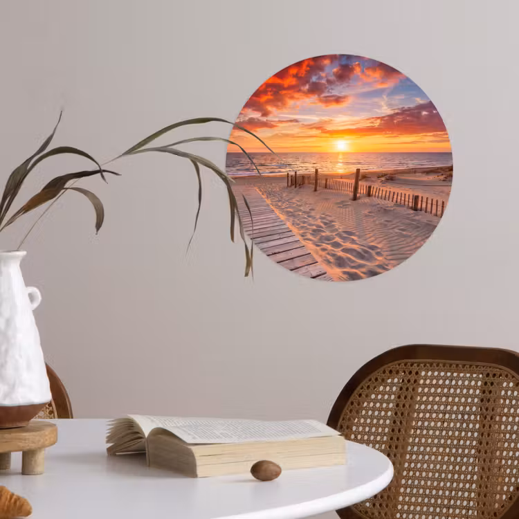 Behangcirkel - Strand - Zonsondergang - Zee - Natuur - Oranje — 4