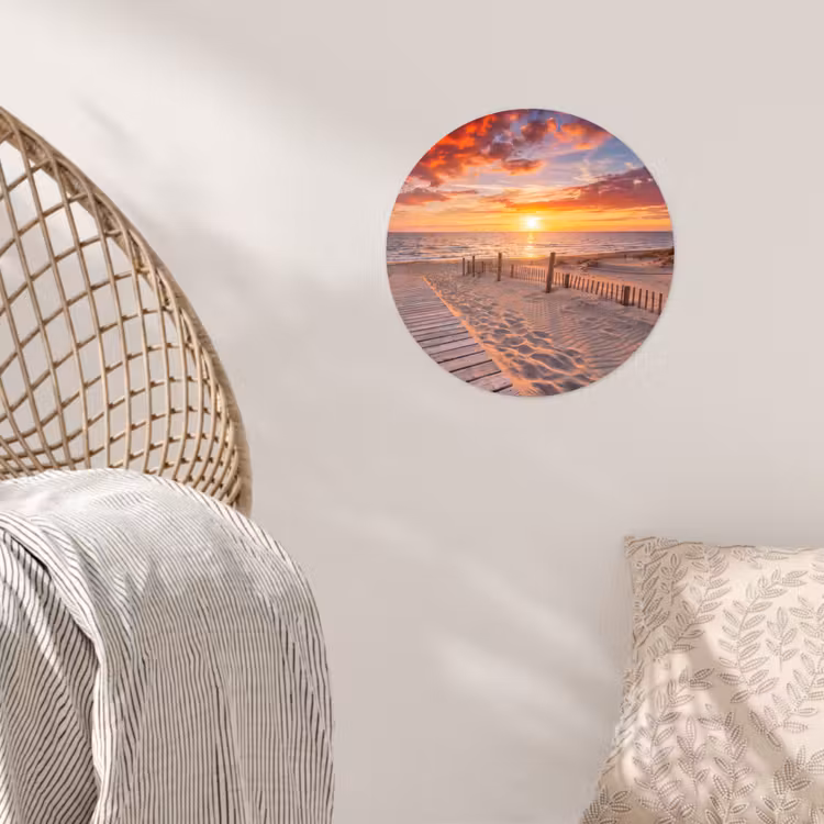 Behangcirkel - Strand - Zonsondergang - Zee - Natuur - Oranje — 5