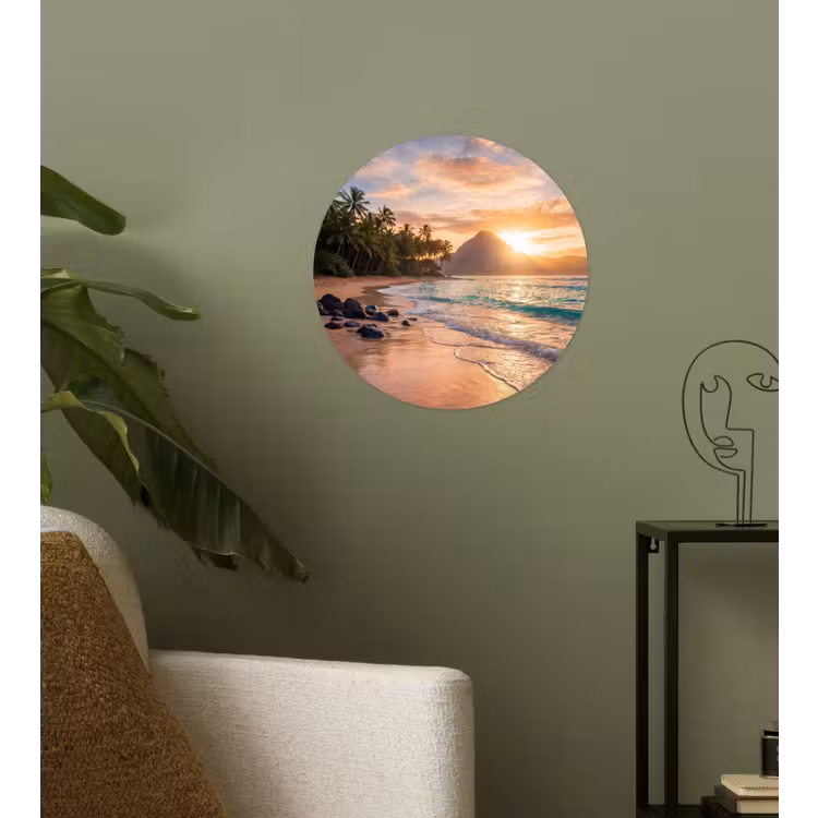 Behangcirkel - Zee - Berg - Landschap - Tropisch - Goud — 3