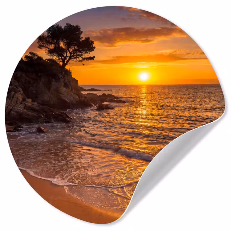 Behangcirkel - Zee - Kust - Zonsondergang - Natuur - Oranje — 1