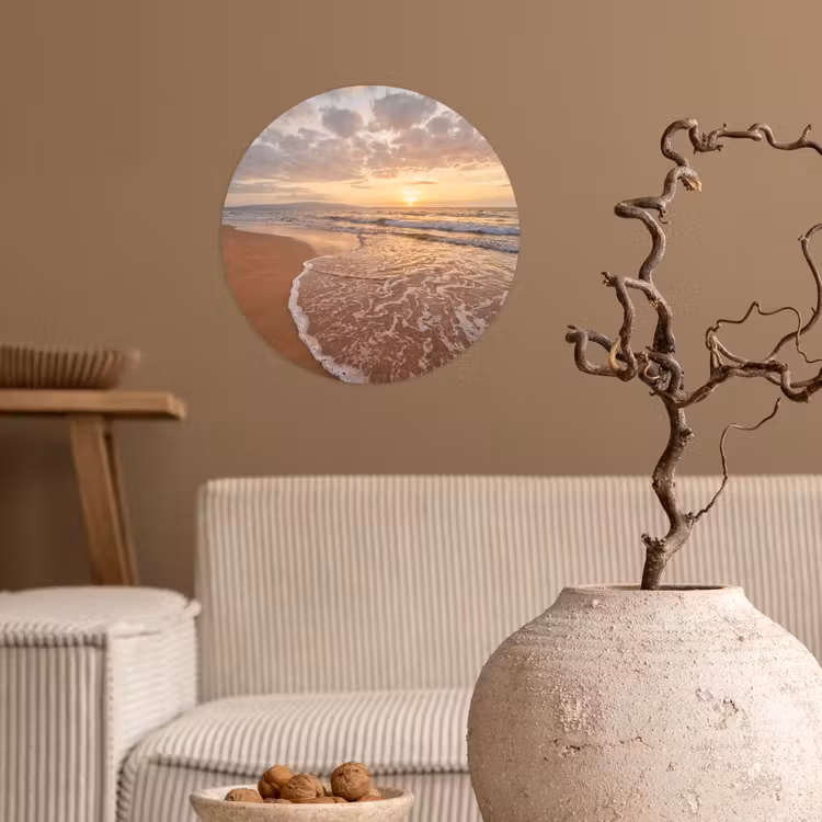 Behangcirkel - Zee - Kustlijn - Wolken - Landschap - Oranje — 2
