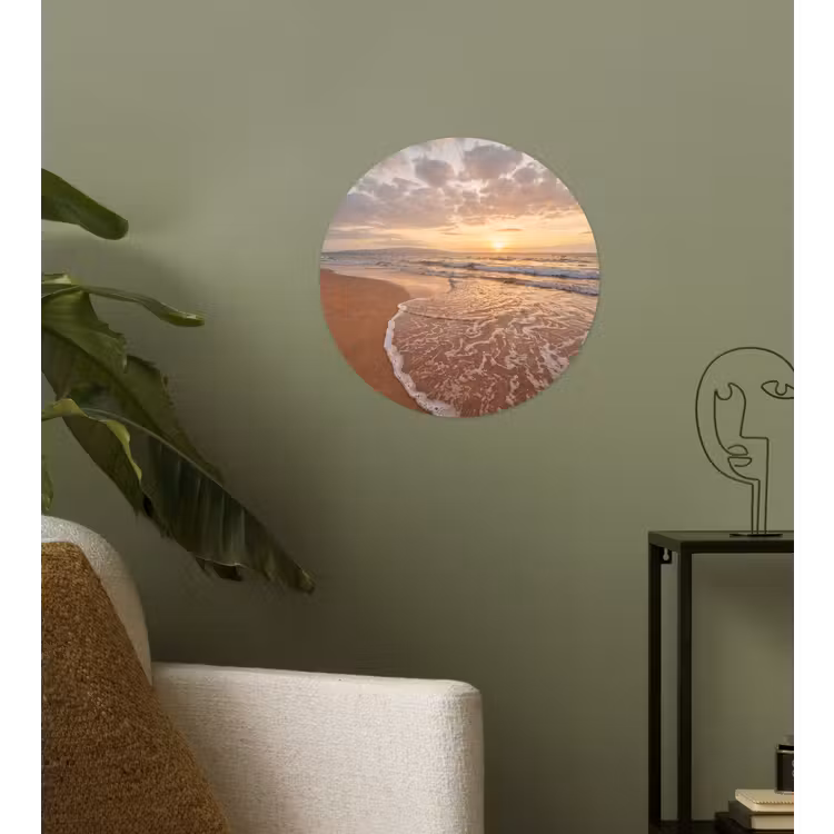 Behangcirkel - Zee - Kustlijn - Wolken - Landschap - Oranje — 3