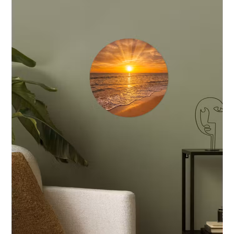Behangcirkel - Zee - Zonsondergang - Golven - Kust - Oranje — 3