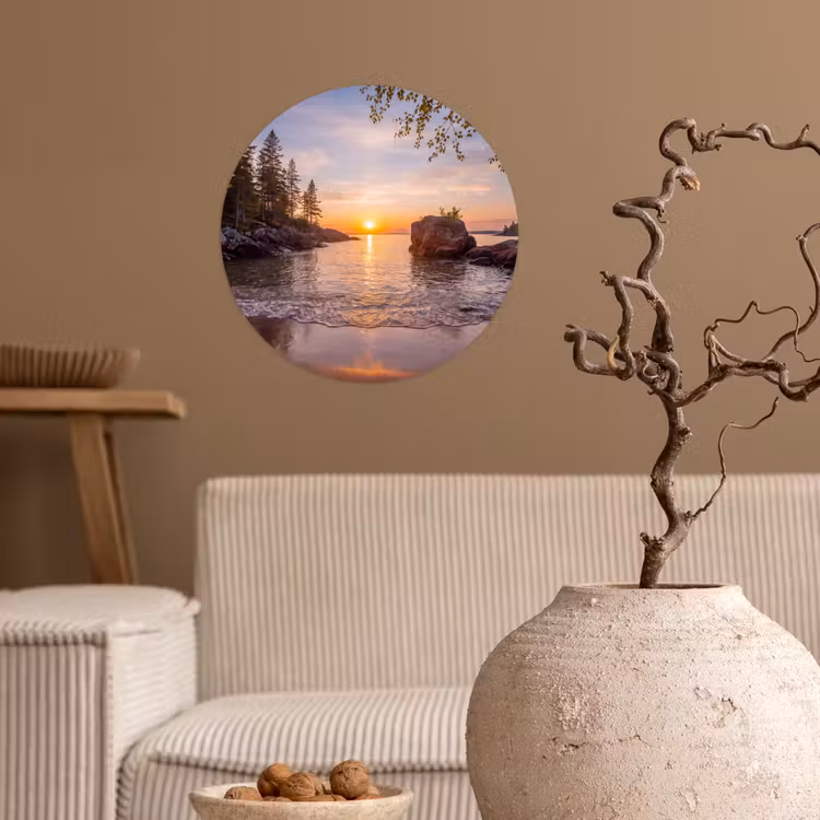 Behangcirkel - Zonsondergang - Kust - Water - Natuur - Oranje — 2