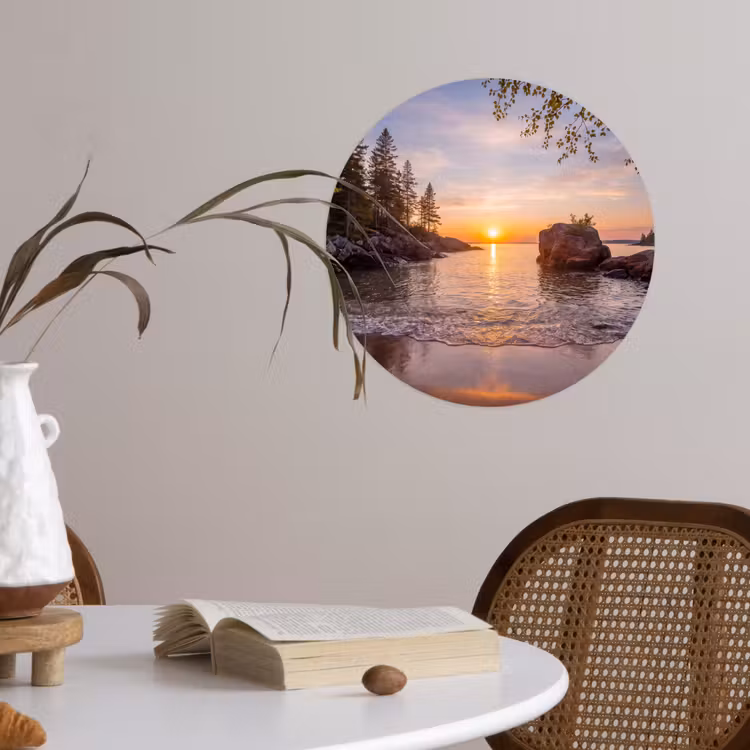 Behangcirkel - Zonsondergang - Kust - Water - Natuur - Oranje — 4