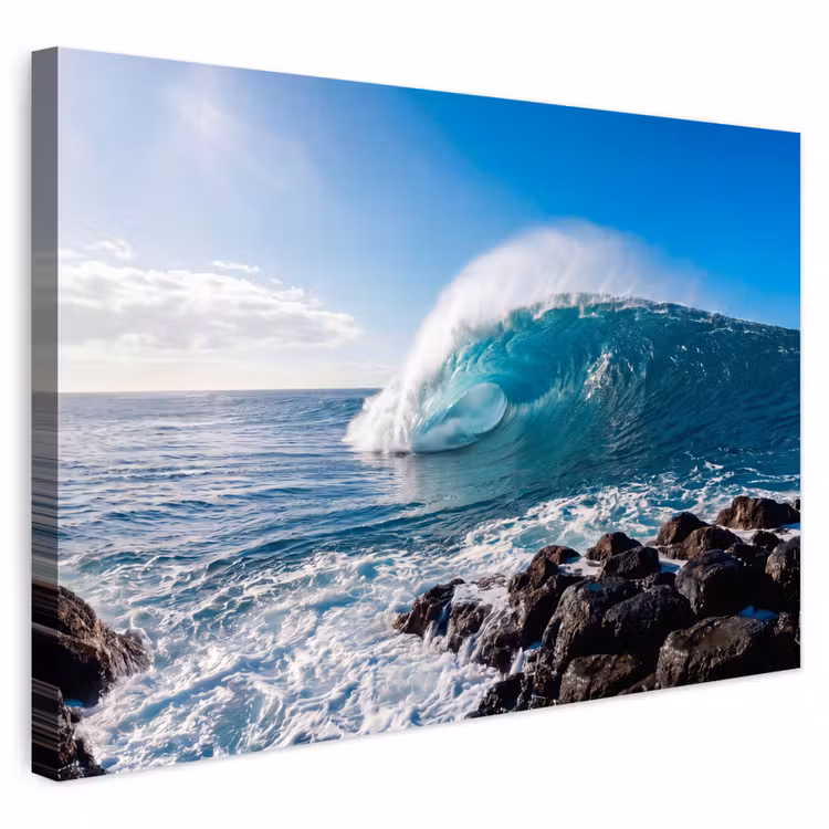 Buiten canvas - Golf - Oceaan - Brekend - Water - Blauw — 1