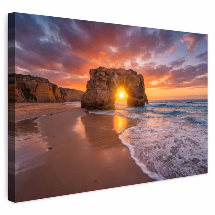 Buiten canvas - Kust - Rots - Zonsondergang - Zee - Natuur — 1
