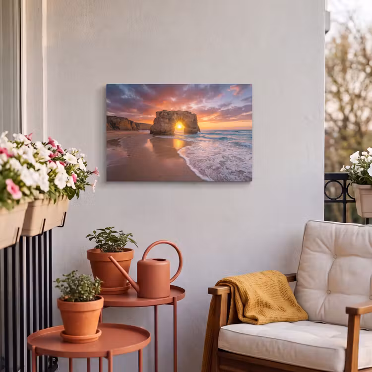 Buiten canvas - Kust - Rots - Zonsondergang - Zee - Natuur — 4