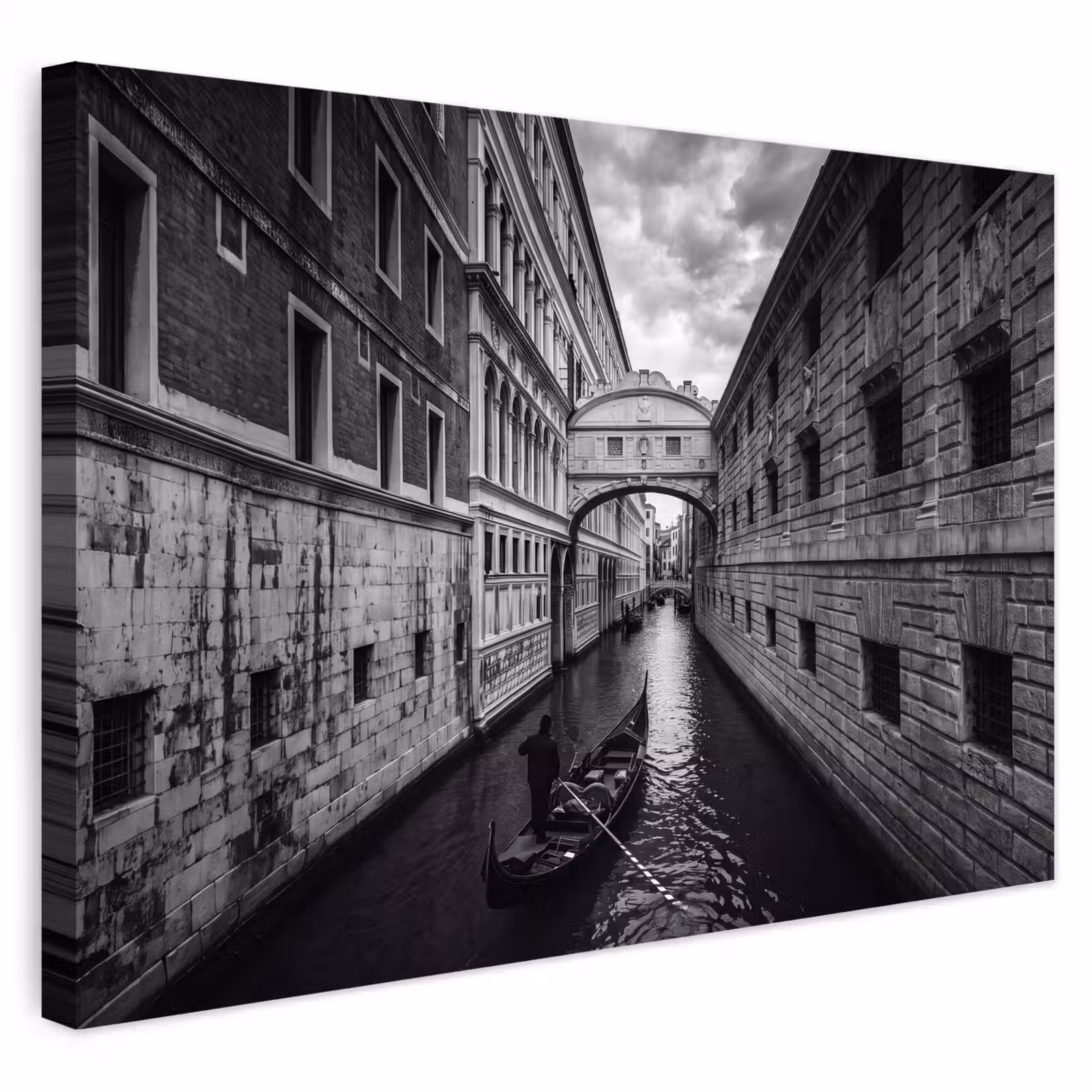 Buiten canvas - Boot - Waterweg - Stad - Zwart-wit - Architectuur — 1
