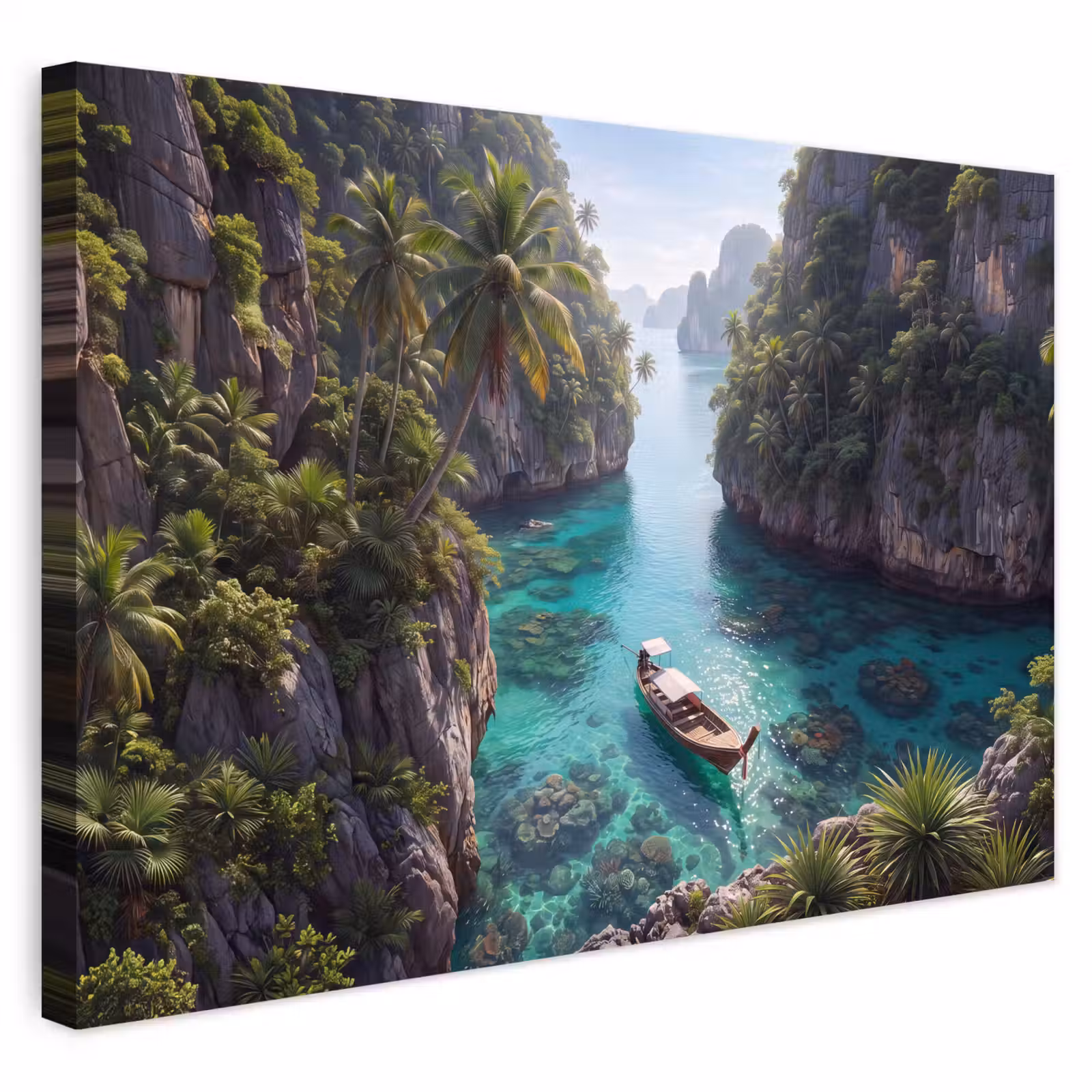 Buiten canvas - Eiland - Tropisch - Water - Palmbomen - Natuur — 1