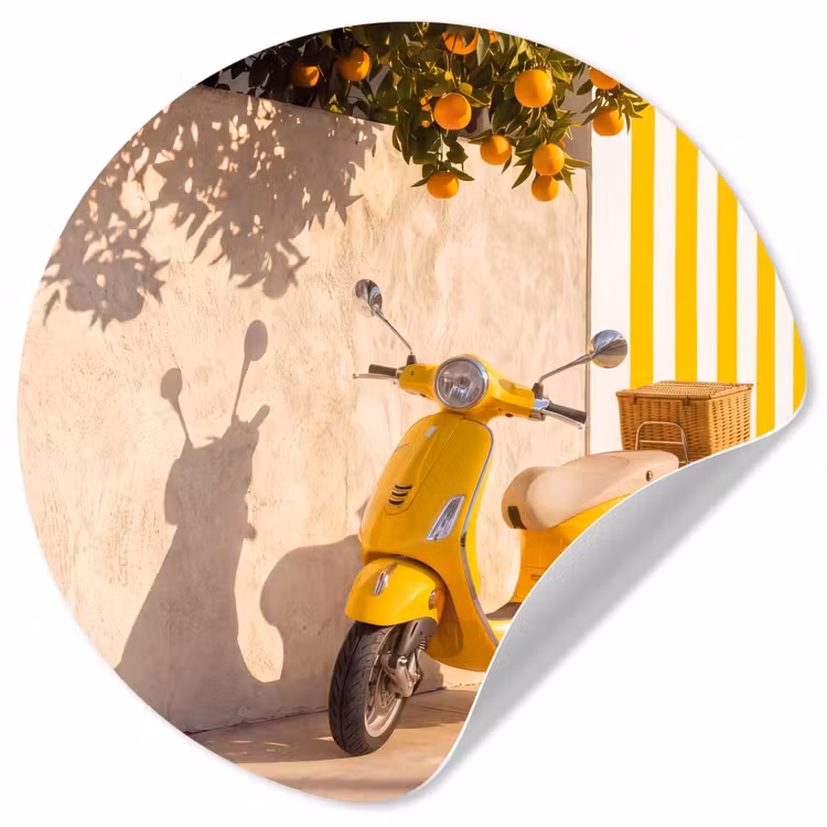 Behangcirkel - Scooter - Natuur - Zomer - Geel - Mediterraan — 1