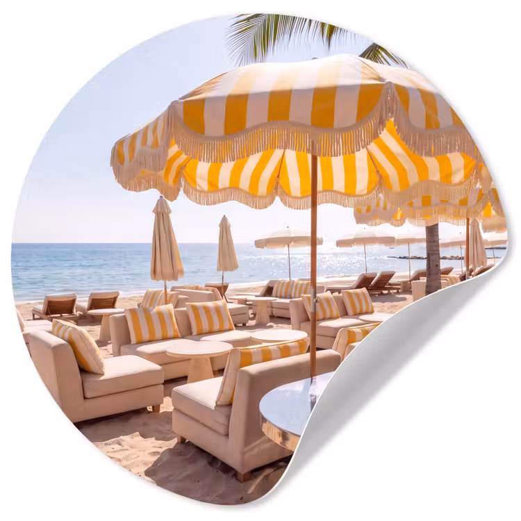 Behangcirkel - Strand - Ligbedden - Vakantie - Modern - Geel — 1