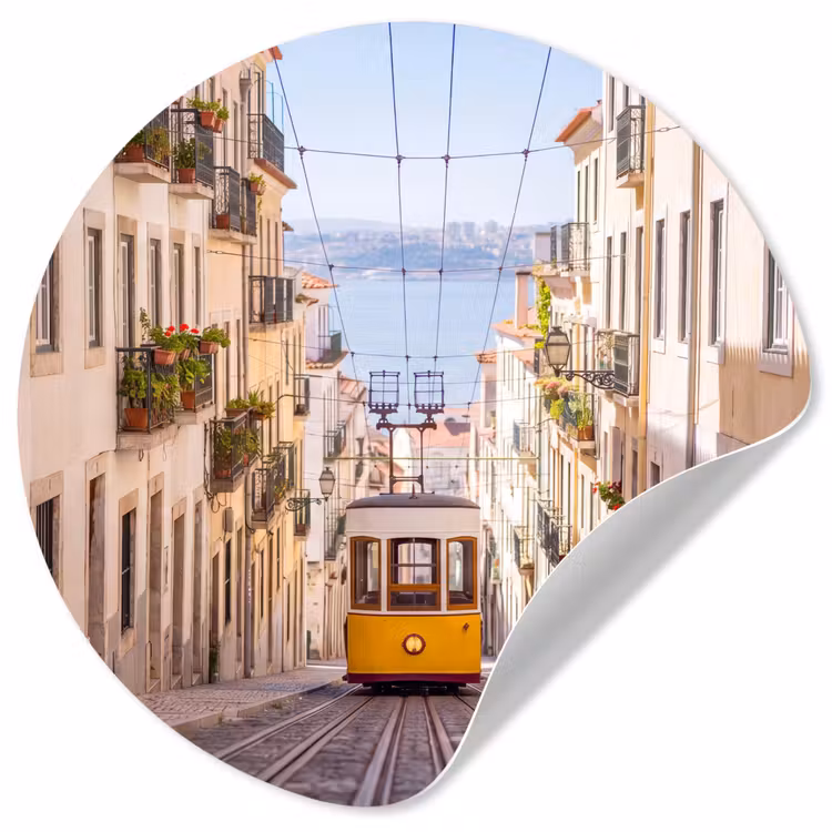 Behangcirkel - Tram - Straat - Stad - Architectuur - Geel — 1