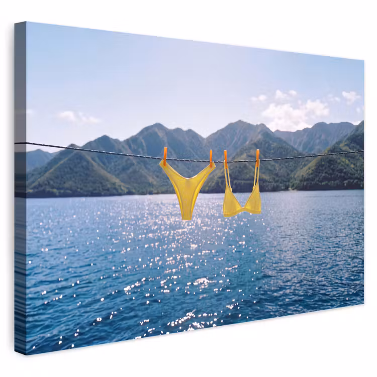 Buiten canvas - Badmode - Bikini - Zee - Bergen - Geel — 1