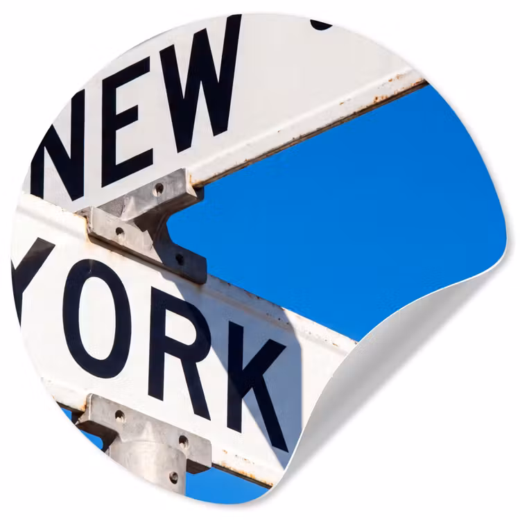 Behangcirkel - New York - Straatbord - Stad - Urban - Blauw — 1