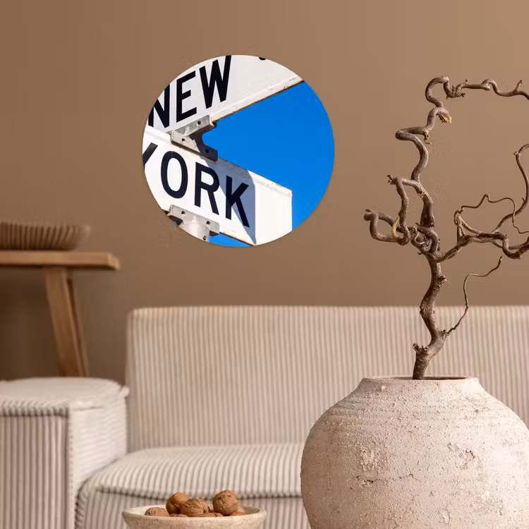 Behangcirkel - New York - Straatbord - Stad - Urban - Blauw — 2