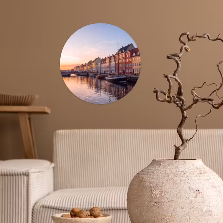 Behangcirkel - Stad - Gracht - Zonsondergang - Klassiek - Kleurrijk — 2