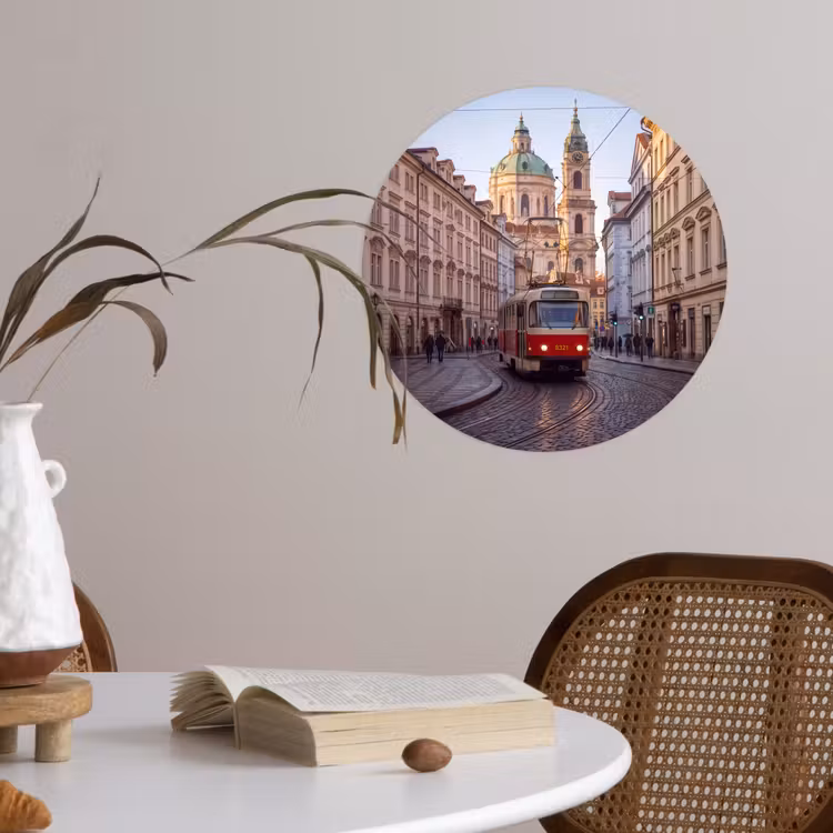 Behangcirkel - Tram - Straat - Stadsgezicht - Klassiek - Rood — 4
