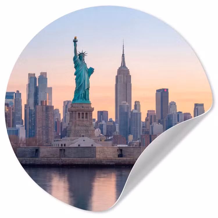 Behangcirkel - Vrijheidsbeeld - New York - Zonsopgang - Stad - Architectuur — 1