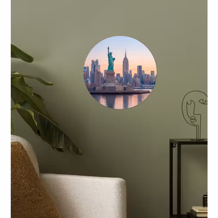 Behangcirkel - Vrijheidsbeeld - New York - Zonsopgang - Stad - Architectuur — 3