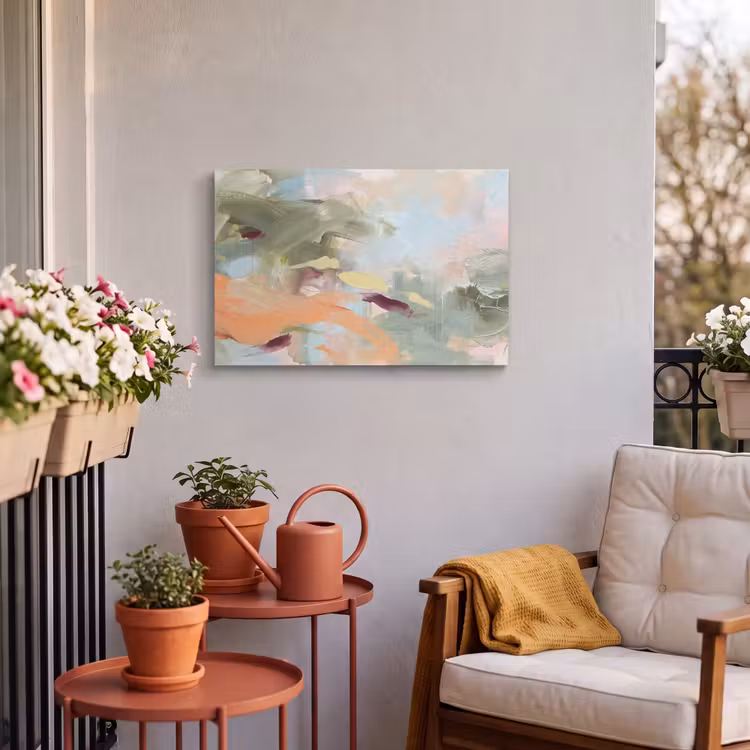 Buiten canvas - Abstract - Borstelstreken - Kunst - Modern - Pastel — 3