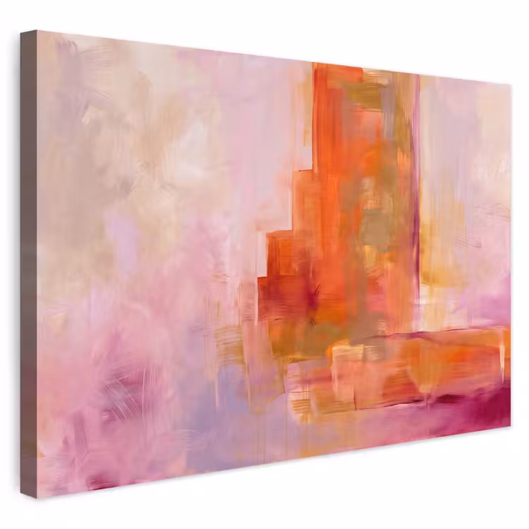 Buiten canvas - Abstract - Borstelstreken - Kunst - Paars - Goud — 1