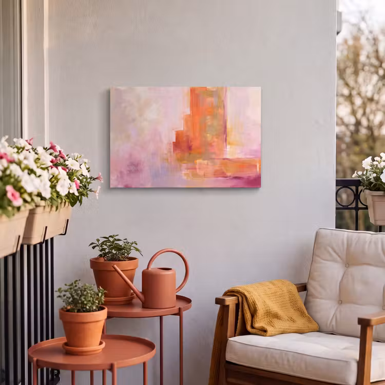 Buiten canvas - Abstract - Borstelstreken - Kunst - Paars - Goud — 3