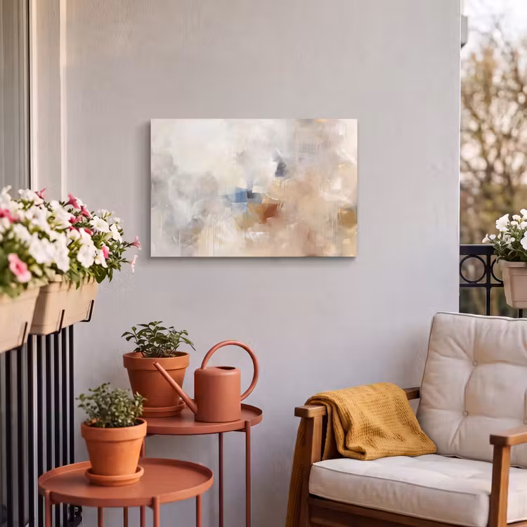 Buiten canvas - Abstract - Borstelstreken - Modern - Beige - Kunst — 3