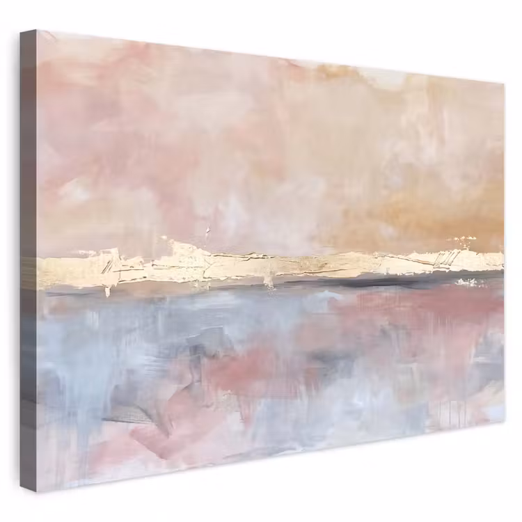 Buiten canvas - Abstract - Horizontaal - Kunst - Roze - Goud — 1