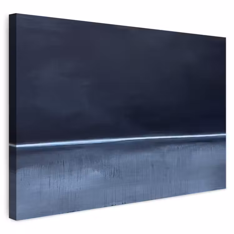 Buiten canvas - Abstract - Horizontale lijn - Minimalistisch - Donkerblauw - Kunst — 1
