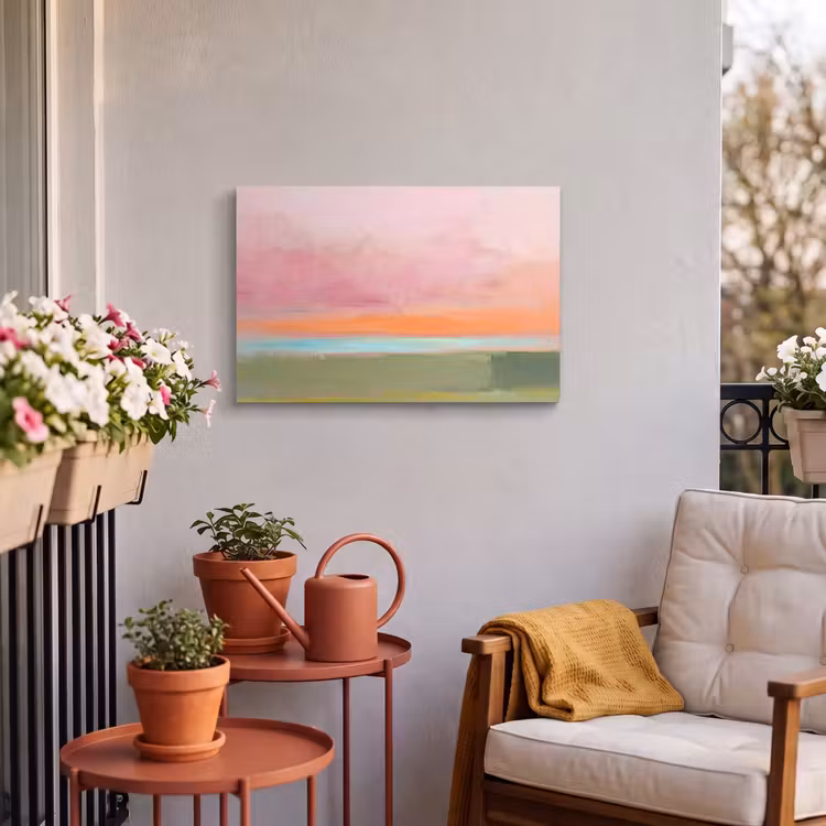 Buiten canvas - Abstract - Landschap - Modern - Roze - Oranje — 3