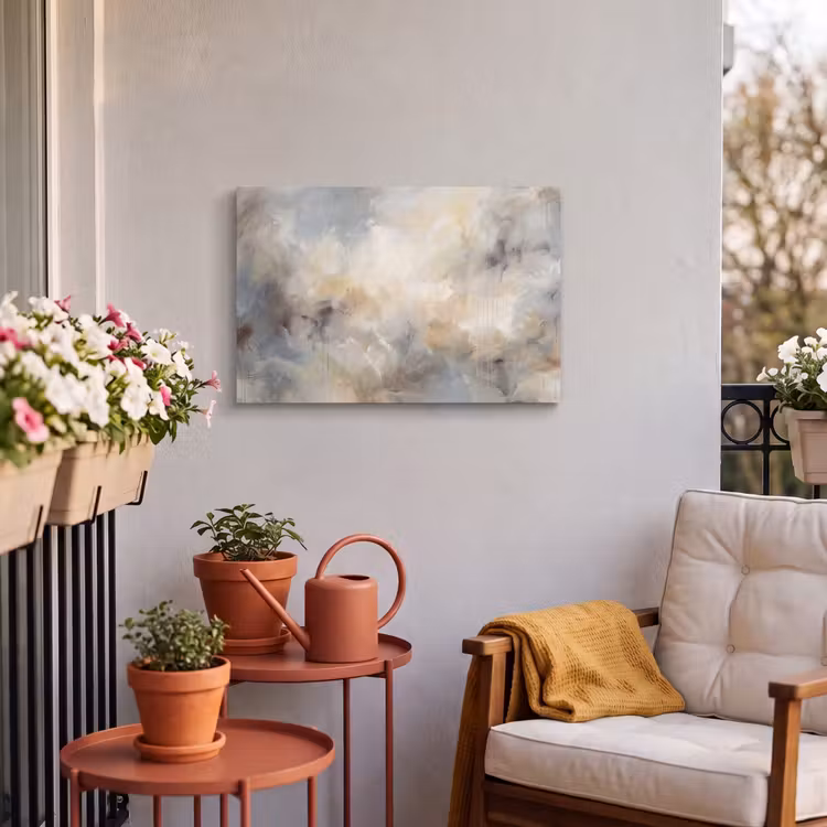 Buiten canvas - Abstract - Wolken - Sfeervol - Beige - Grijs — 3