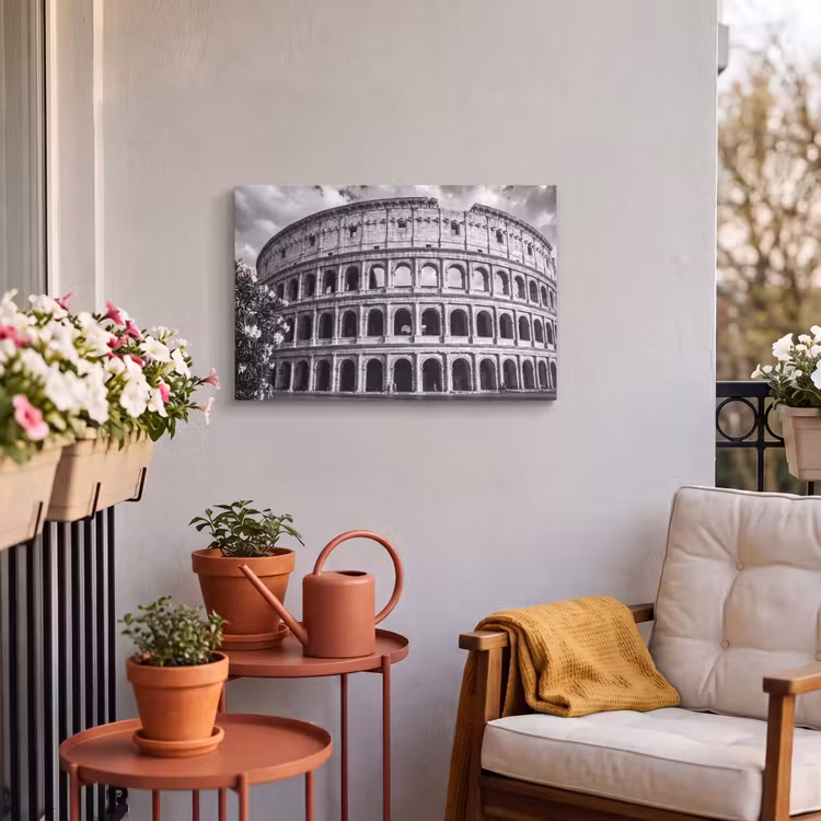Buiten canvas - Architectuur - Colosseum - Rome - Historisch - Zwart-wit — 3
