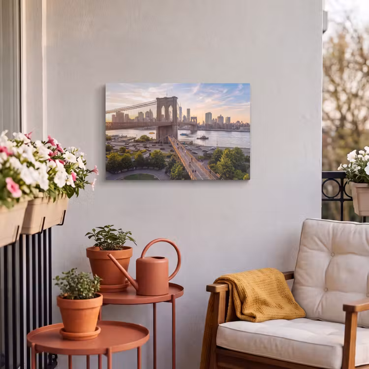 Buiten canvas - Brug - Rivier - Stad - Zonsondergang - Architectuur — 3